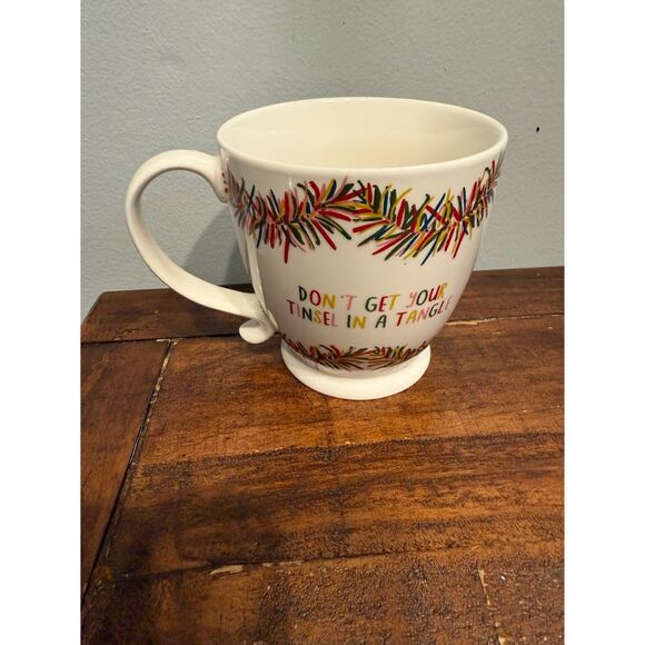 Christmas coffee mug " dont get your tinsel in a rangle" - Picture 2 of 4